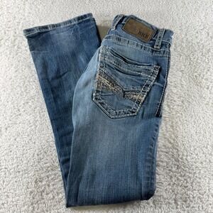 BKE Jeans Women Size 26x29 Aiden Bootleg Med Wash Denim Thick‎ Stitch Stretch